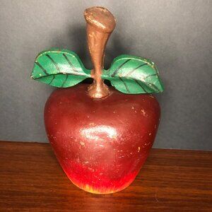Vintage cast iron hand painted apple 7” Decor/ Door Stop